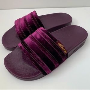 Velvet Adidas Slides